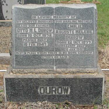 DUROW Otto H.L. 1872-1947 &amp; Emilie Auguste Helene 1877-1951