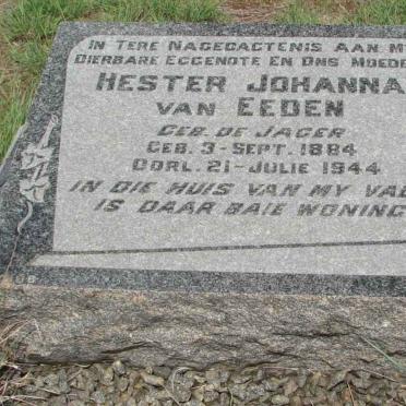 EEDEN Hester Johanna, van nee de JAGER 1884-1944