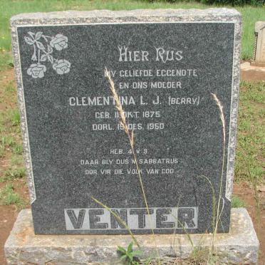 VENTER Clementina L.J. nee BERRY 1875-1950