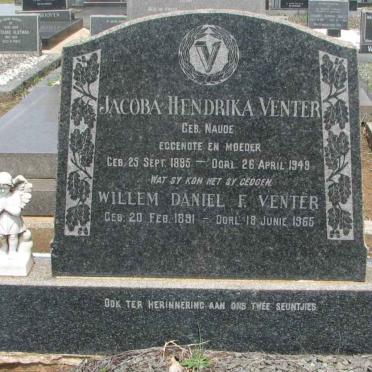 VENTER Willem Daniel F. 1891-1965 &amp; Jacoba Hendrika NAUDE1895-1949