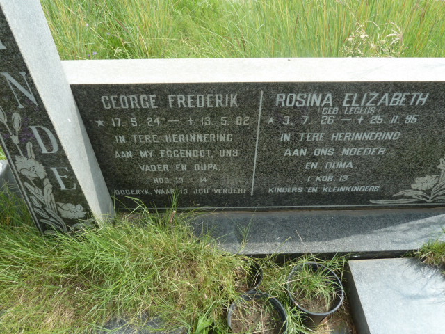 ?NDE George Frederik 1924-1982 & Rosina Elizabeth LEGLUS 1926-1995