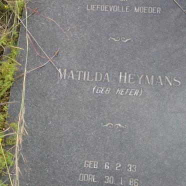 HEYMANS Matilda nee HEFER 1933-1986