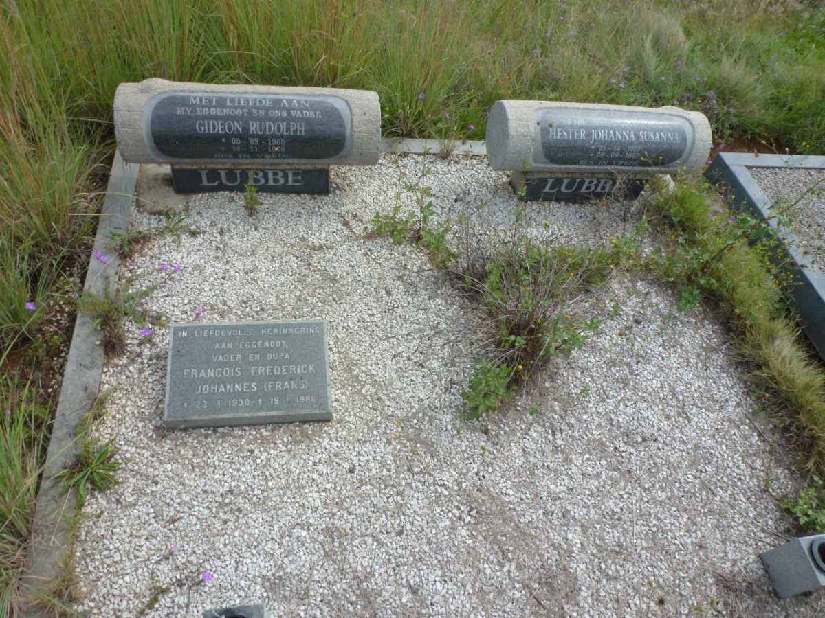 LUBBE Gideon Rudolph 1905-1970 & Hester Johanna Susanna 1910-1997 :: LUBBE Francois Frederik Johannes 1930-1986