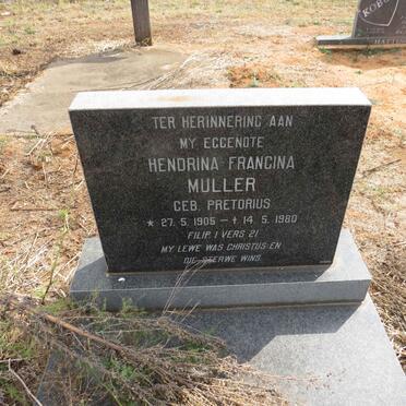 MULLER Hendrina Francina nee PRETORIUS 1905-1980