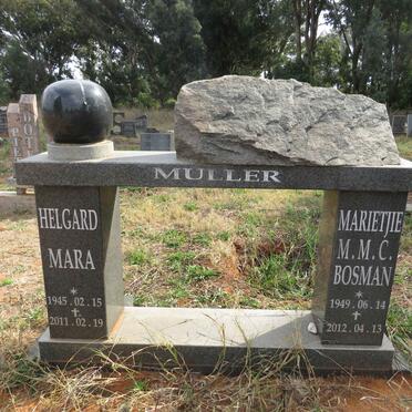 MULLER Helgard Mara 1945-2011 & M.M.C. BOSMAN 1949-2012