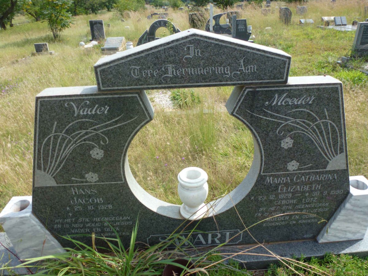 SWART Hans Jacob 1928- & Maria Catharina Elizabeth LOTZ 1929-1990