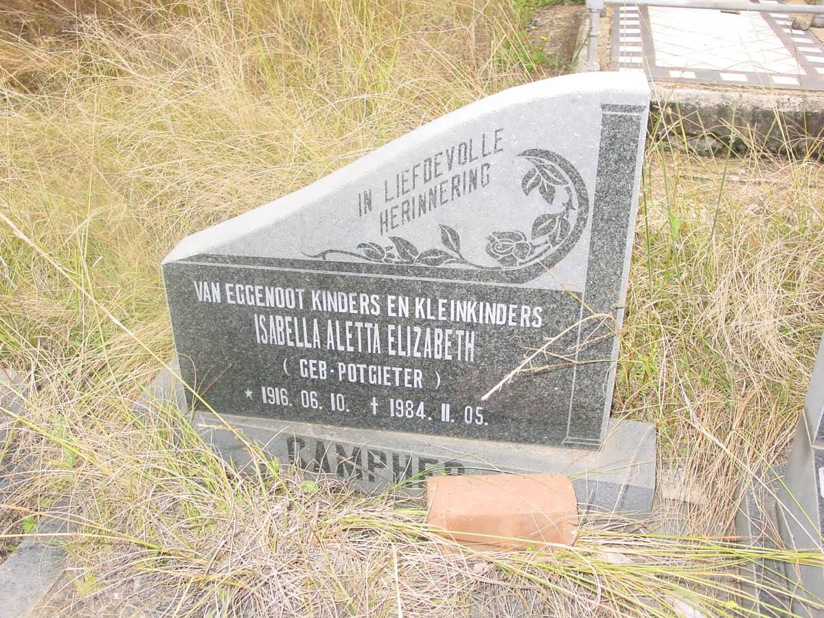 CAMPHER Isabella Aletta Elizabeth nee POTGIETER 1916-1984