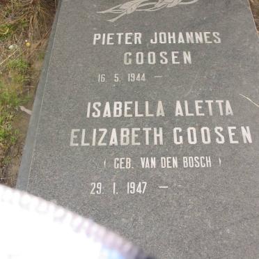 GOOSEN Pieter Johannes 1944- &amp; Isabella Aletta Elizabeth VAN DEN BOSCH 1947-