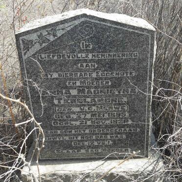 TERBLANCHE Anna Magrietha nee V.D. MERWE 1895-1936