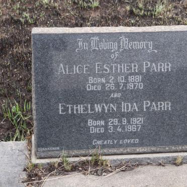 PARR Alice Esther 1881-1970 :: PARR Ethelwyn Ida 1921-1967