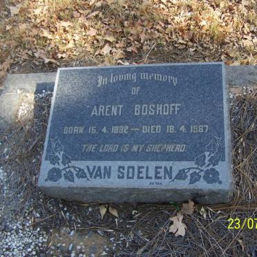 SOELEN Arent Boshoff, van 1892-1967