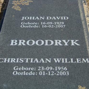 BROODRYK Johan David 1929-2007 :: BROODRYK Christiaan Willem 1956-2003