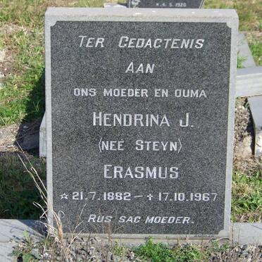 ERASMUS Hendrina J. nee STEYN 1882-1967