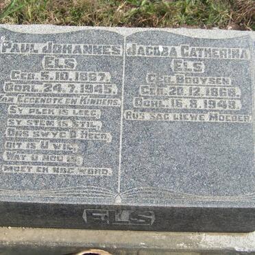 ELS Paul Johannes 1867-1945 &amp; Jacoba Catherina BOOYSEN 1868-194?
