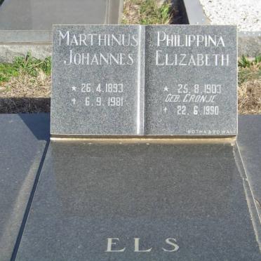 ELS Marthinus Johannes 1893-1981 &amp; Philippina Elizabeth CRONJE 1903-1990