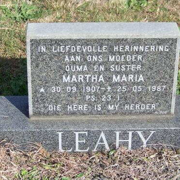 LEAHY Martha Maria 1907-1987