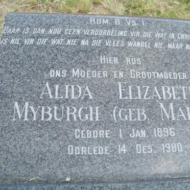 MYBURGH Alida Elizabeth nee MARAIS 1896-1980