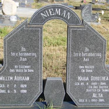 NIEMAN Willem Adriaan 1920-1990 &amp; Maria Dorothea 1920- :: NIEMAN Alta 1952-