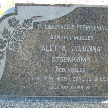 STEENKAMP Aletta Johanna nee VOSLOO 1879-1959