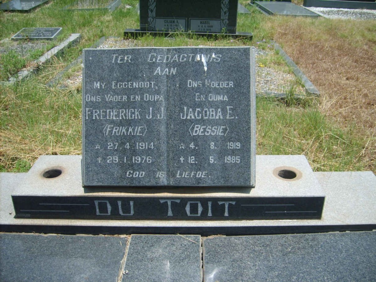TOIT Frederick J.J., du 1914-1976 & Jacoba E. 1919-1985