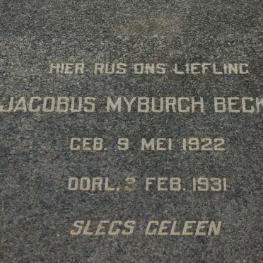 BECKER Jacobus Myburgh 1922-1931