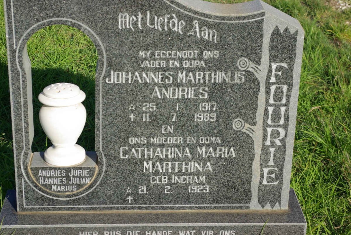 FOURIE Johannes Marthinus Andries 1917-1989 & Catharina Maria Marthina INGRAM 1923-