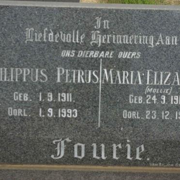 FOURIE Philippus Petrus 1911-1993 &amp; Maria Elizabeth 1913-1981