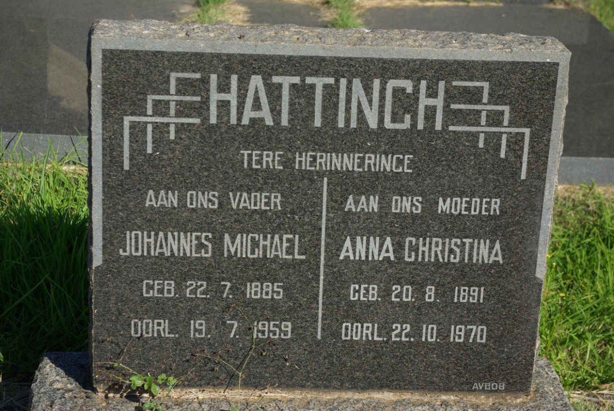 HATTINGH Johannes Michael 1885-1959 & Anna Christina 1891-1970