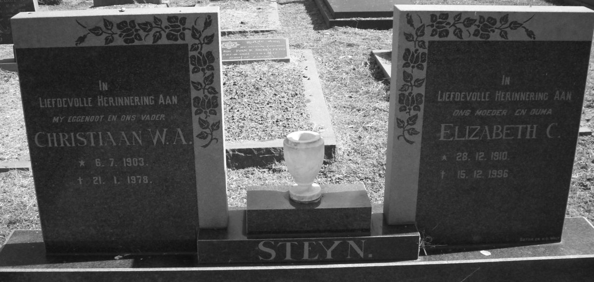 STEYN Christiaan W.A. 1903-1978 & Elizabeth C. 1910-1996