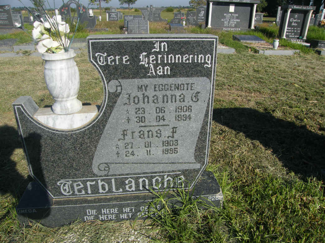 TERBLANCHE Frans F. 1903-1995 & Johanna C. 1908-1994