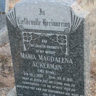 ACKERMAN Maria Magdalena nee STIMIE 1933-1961