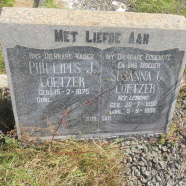 COETZER Phillipus J. 1875- &amp; Susanna G. LESSING 1880-1950
