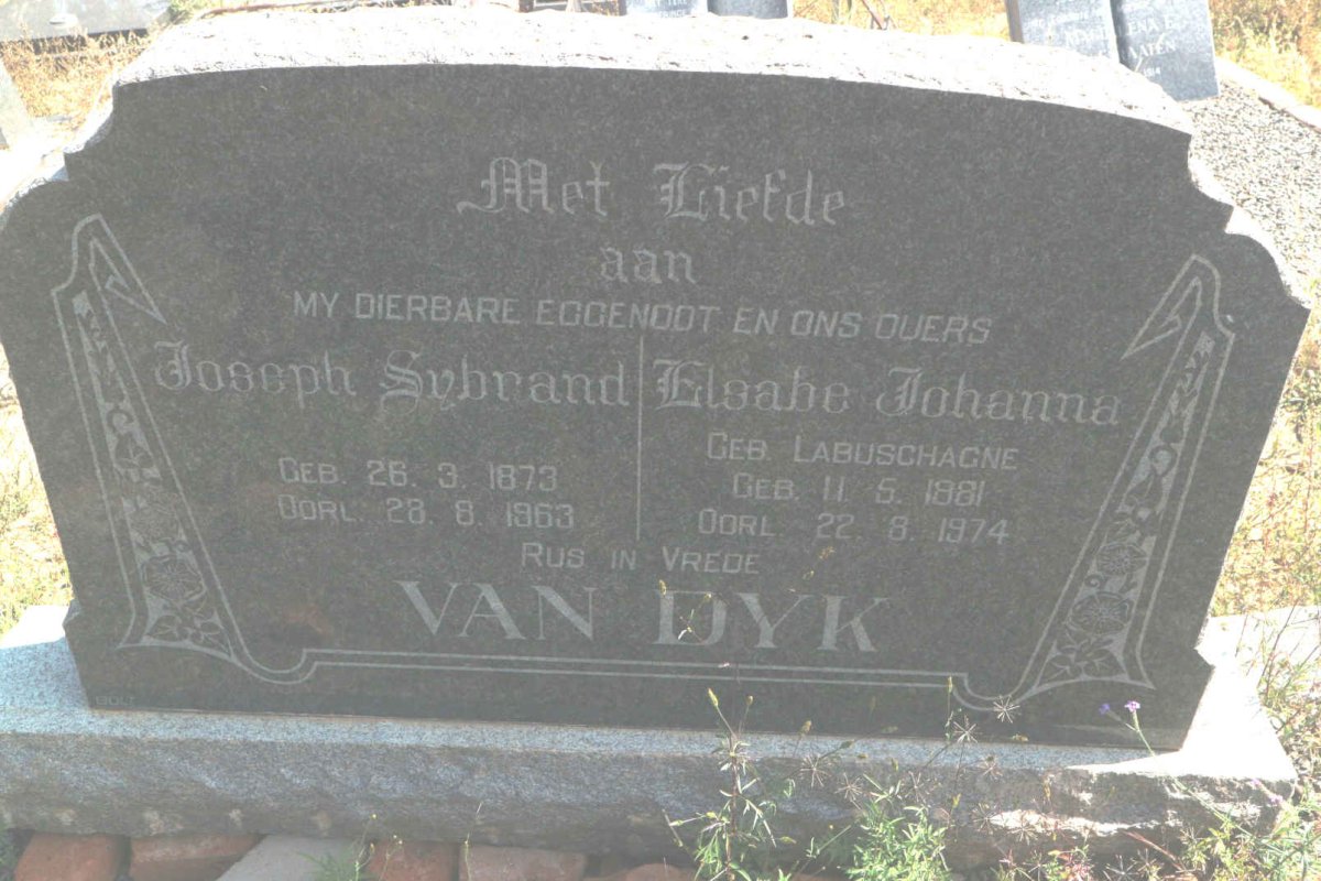 DYK Joseph Sybrand, van 1873-1963 & Elsabe Johanna LABUSCHAGNE 1881-1974