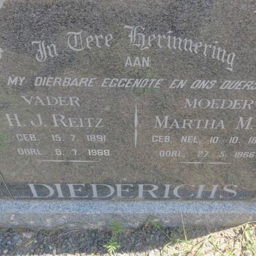 DIEDERICHS H.J. Reitz 1891-1968 &amp; Martha M.M. NEL 1895-1966