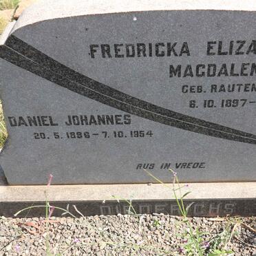 DIEDERICHS Daniel Johannes 1896-1954 &amp; Fredricka Elizabeth Magdalena RAUTENBACH 1897-1985
