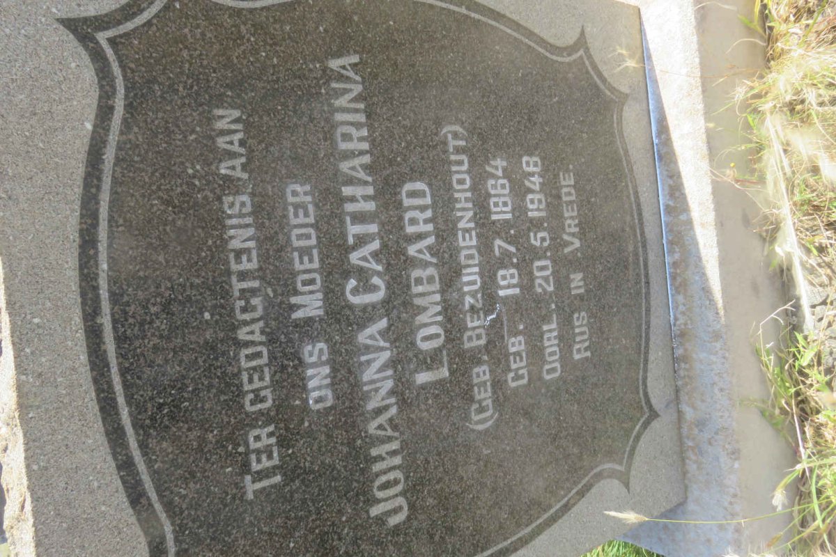 LOMBARD Johanna Catharina nee BEZUIDENHOUT 1864-1948