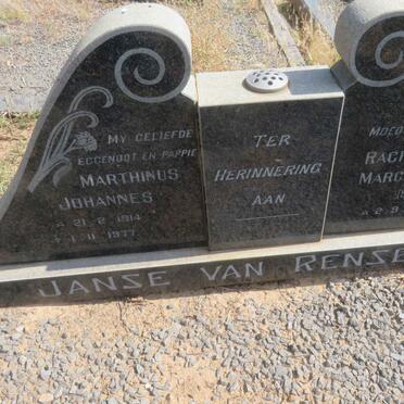 RENSBURG Marthinus Johannes, Janse van 1914-1977 &amp; Rachel Margaretha P. SAUNDERS 1914-