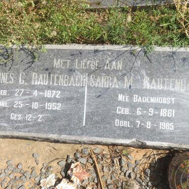 RAUTENBACH Johannes C. 1872-1952 &amp; Sarra M. BADENHORST 1881-1965