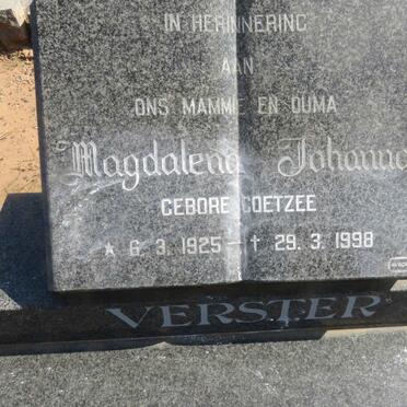 VERSTER Magdalena Johanna nee COETZEE 1925-1998
