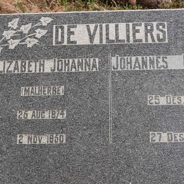 VILLIERS Johannes Benjamin, de 1877-1970 &amp; Elizabeth Johanna MALHERBE 1874-1950