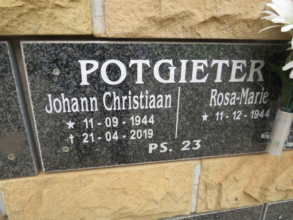 POTGIETER Johann Christiaan 1944-2019 & Rosa-Marie 1944-