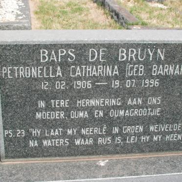 BRUYN Petronella Catharina, de nee BARNARD 1906-1996