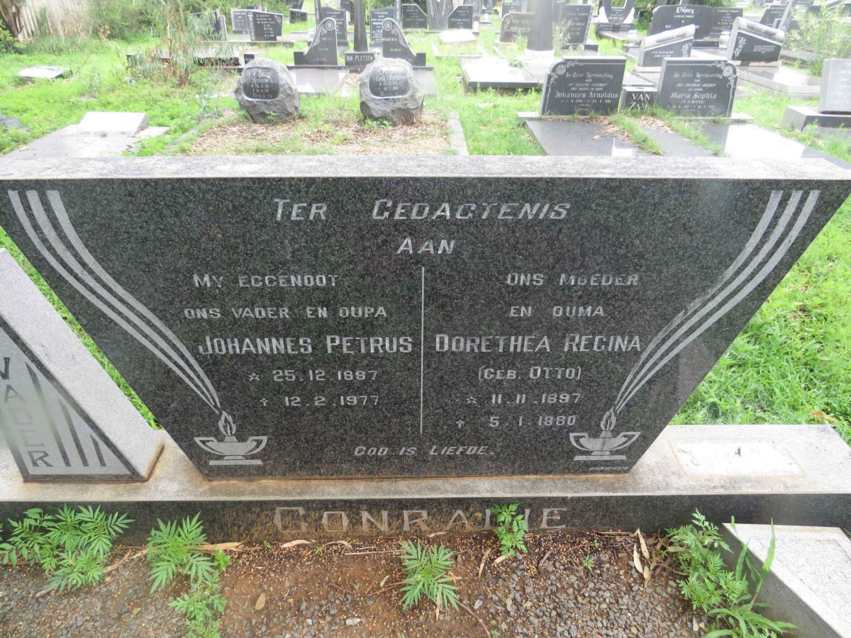 CONRADIE Johannes Petrus 1887-1977 & Dorethea Regina OTTO 1897-1880