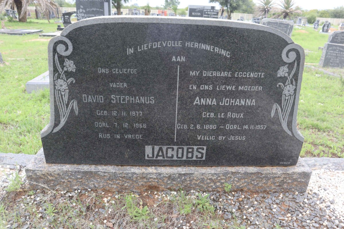 JACOBS David Stephanus 1877-1966 & Anna Johanna LE ROUX 1880-1957