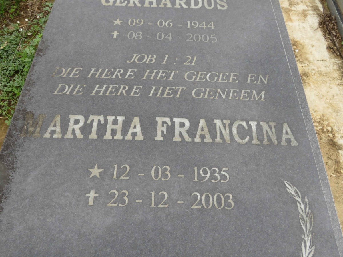 JAARSVELD Alwyn Theodorus Gerhardus, van 1944-2005 & Martha Francina 1935-2003