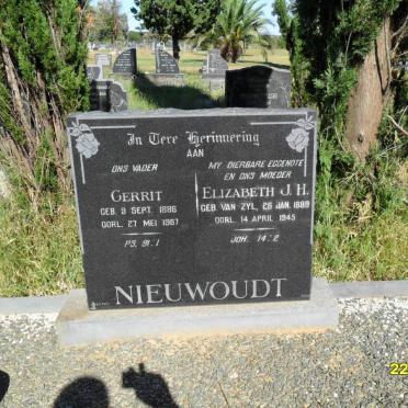 NIEUWOUDT Gerrit 1886-1967 &amp; Elizabeth J.H. VAN ZYL 1889-1945