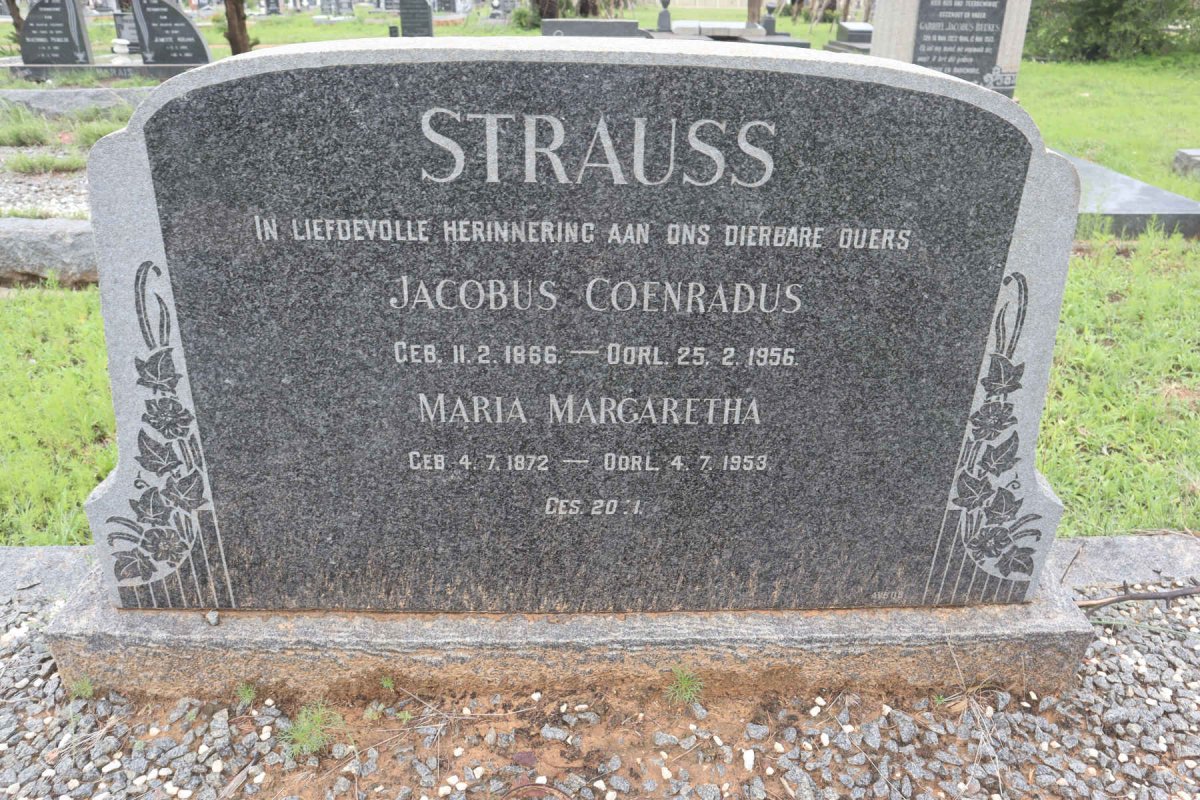 STRAUSS Jacobus Coenradus 1866-1956 & Maria Margaretha 1872-1953