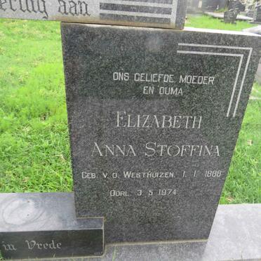 SCHALKWYK Elizabeth Anna Stoffina, van der nee v.d. WESTHUIZEN 1888-1974