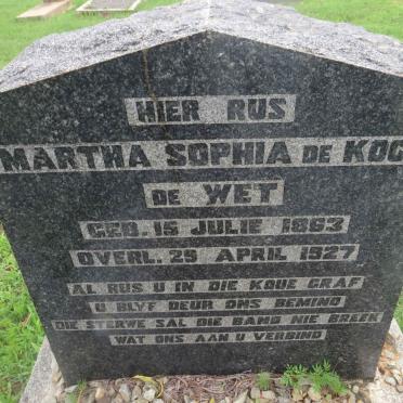 WET Martha Sophia de Kock, de 1863-1927
