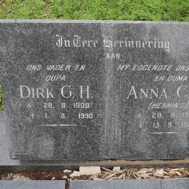 ZYL Dirk G.H., van 1908-1990 &amp;  Anna C.E. HENNNING 1908-1981